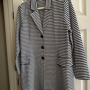 Misook Black and White Stripe Longer length jacket !x